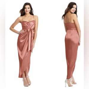 NWT After Six Midi Charmeuse Dress Draped Tulip Skirt Desert Rose Size 18 $227